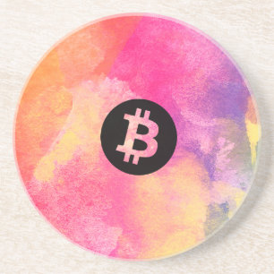 Bitcoin Watercolor Coaster