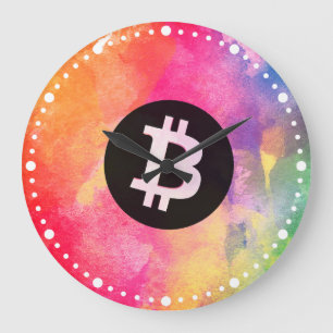 Bitcoin Watercolor (Style 1 - Genesis) Large Clock