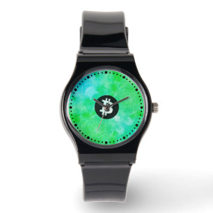 Bitcoin Watercolor (Style $ - Green Day) Watch