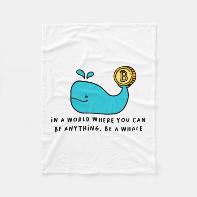 Bitcoin Whale Funny Crypto Investor Cartoon Design Fleece Blanket (Front)