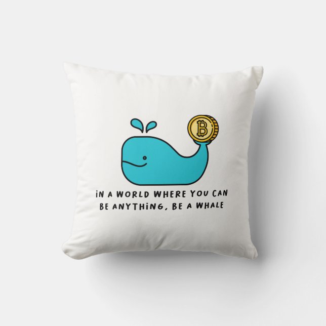 Bitcoin Whale Funny Crypto Investor Cartoon Design Throw Pillow (Front)