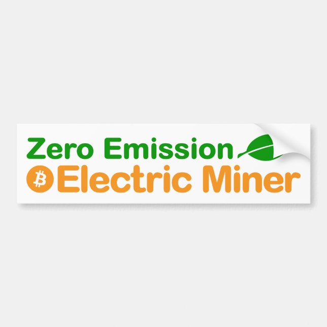 Bitcoin Zero Emission Miner Bumper Sticker (Front)