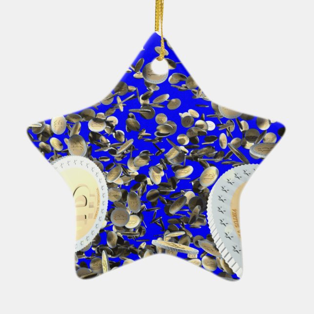 Bitcoins Ceramic Ornament (Back)