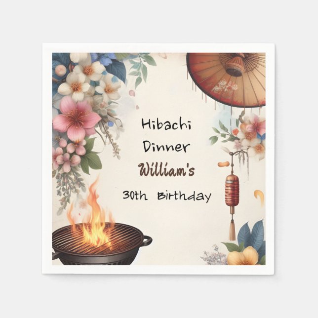 Bite Chef Bbq Japanese Sushi Hibachi 30th Birthday Napkin (Front)