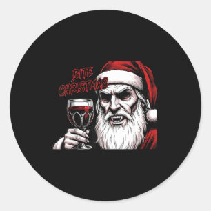 Bite Christmas Vamre Santa Claus Vintage Comic Boo Classic Round Sticker