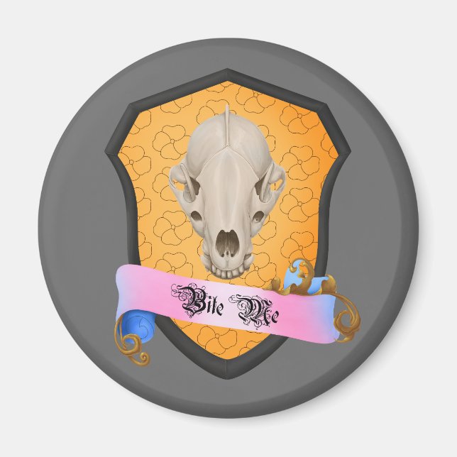 Bite Me Badger Skull Magnet (Front)