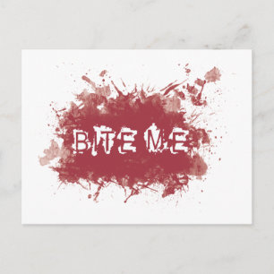 Bite me blood stain postcard