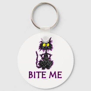 Bite Me! Cat Gift Designs Keychain