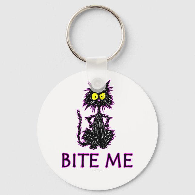Bite Me! Cat Gift Designs Keychain (Front)