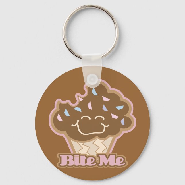 bite me chocolate cupcake keychain (Front)