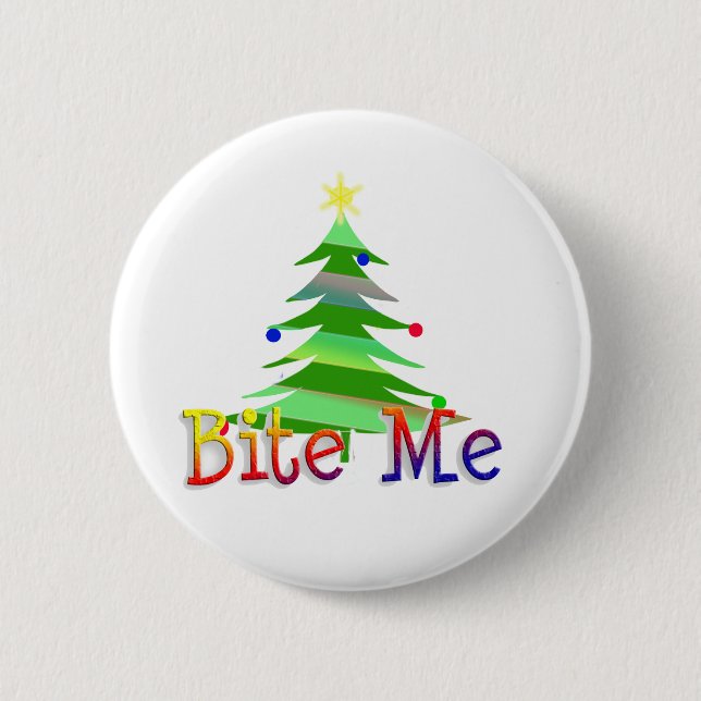 Bite Me Christmas Tree 2 Inch Round Button (Front)