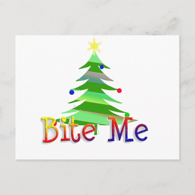 Bite Me Christmas Tree Holiday Postcard (Front)