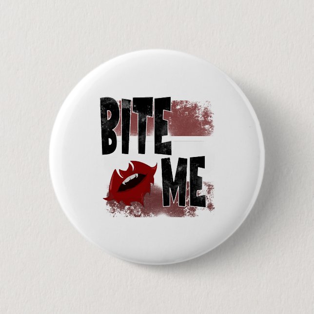 Bite me - Cool Quote - Halloween - Bat 2 Inch Round Button (Front)