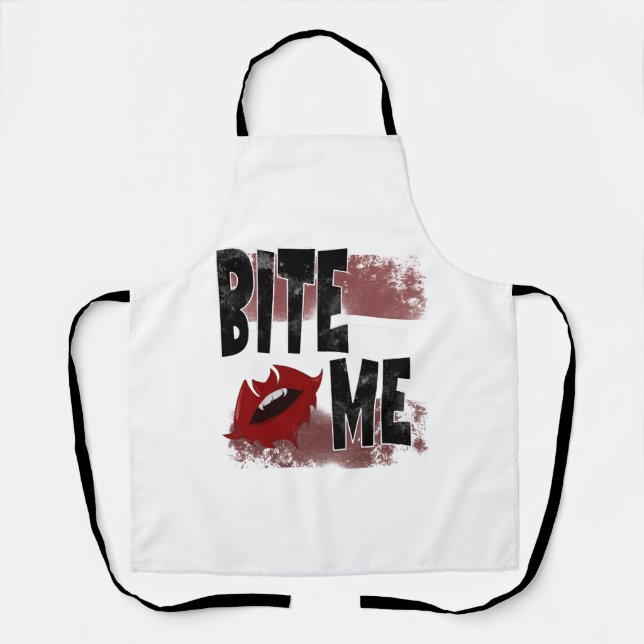 Bite me - Cool Quote - Halloween - Bat Apron (Front)