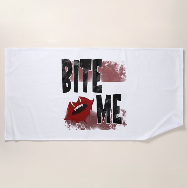 Bite me - Cool Quote - Halloween - Bat Beach Towel (Front)