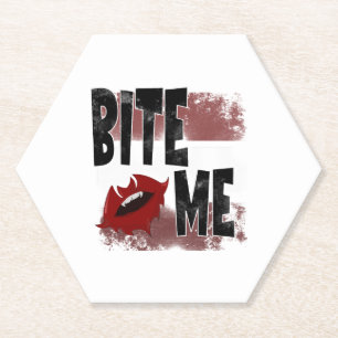 Bite me - Cool Quote - Halloween - Bat Paper Coaster