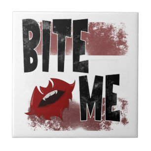 Bite me - Cool Quote - Halloween - Bat Tile