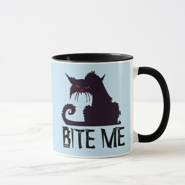 BITE ME! Funny Cat Coffee Mugs (Right)
