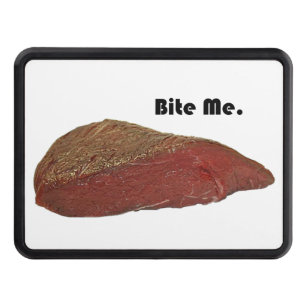 Bite Me Funny Steak Beef Pun Joke Trailer Hitch Cover