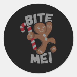 Bite Me Gingerbread Classic Round Sticker