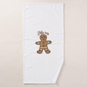 Bite Me Gingerbread Funny Cookie Christmas Thanksg Bath Towel