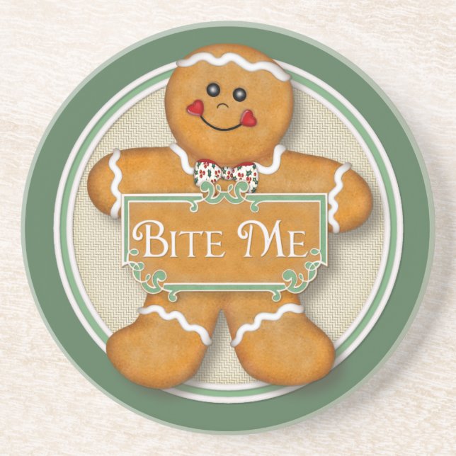 Bite Me Gingerbread Man Coaster (Front)
