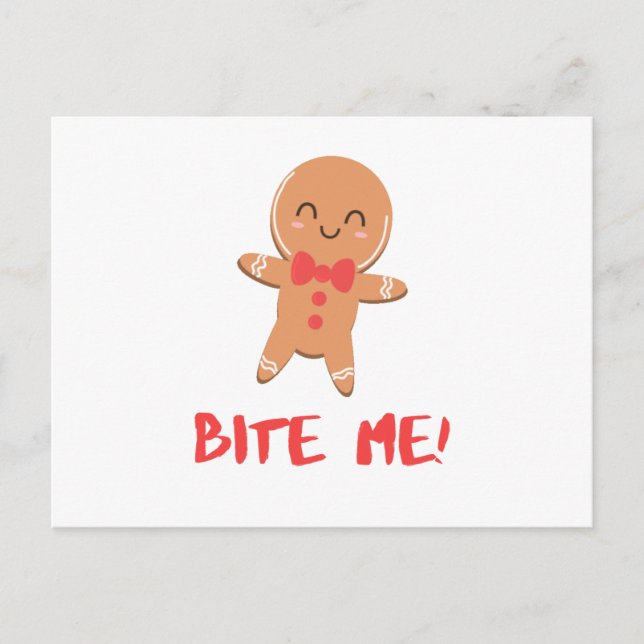 Bite Me! Gingerbread Man Postcard (Front)