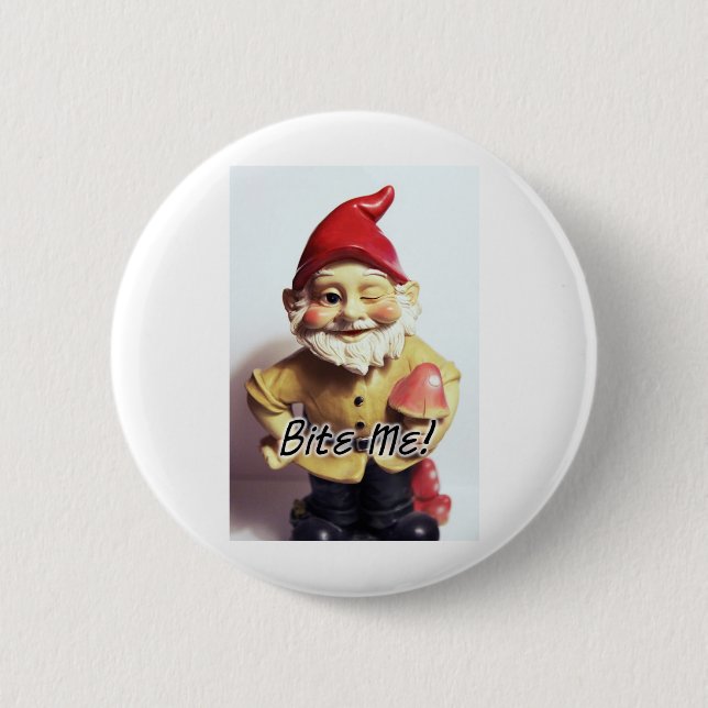 Bite Me Gnome 2 Inch Round Button (Front)