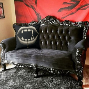 Bite Me Gothic Vampire Throw Pillow