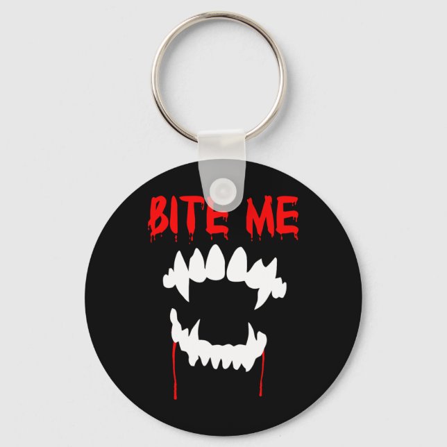 Bite Me Halloween Vampire Teeth  Keychain (Front)