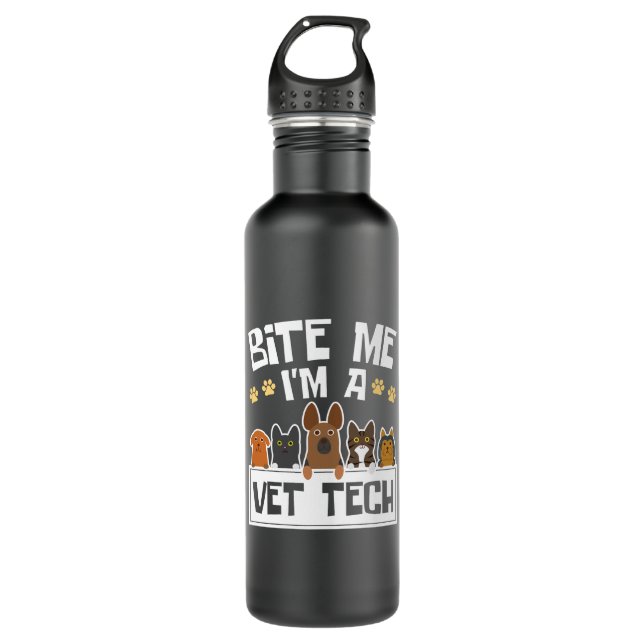 Bite Me I'm a Vet Tech Funny Veterinary Technician 710 Ml Water Bottle (Front)