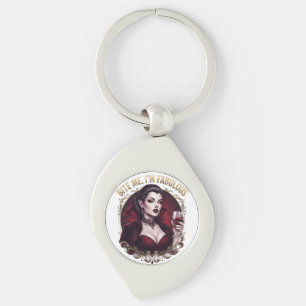 Bite Me I'm Fabulous Vampire Gothic Wine Glass Con Keychain