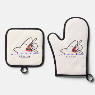 Bite Me Oven Mitt & Pot Holder Set