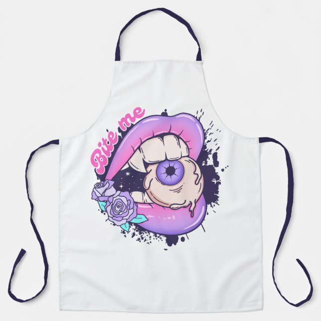 Bite Me Pink Halloween Lips  Apron (Front)