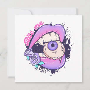 Bite Me Pink Halloween Lips  Holiday Card