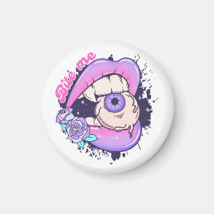 Bite Me Pink Halloween Lips Magnet