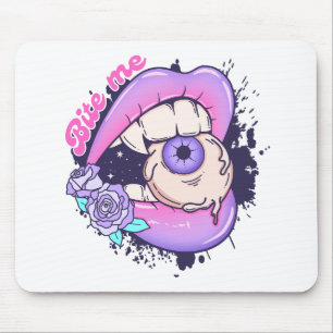 Bite Me Pink Halloween Lips  Mouse Pad