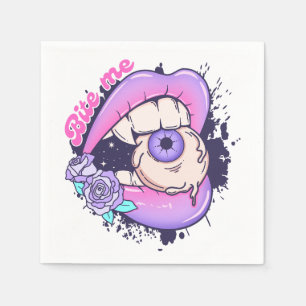 Bite Me Pink Halloween Lips  Napkin