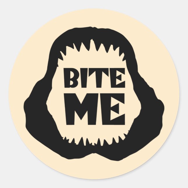 Bite me Quote - Shark Jaws Classic Round Sticker (Front)