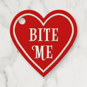 "Bite Me" Red Heart Personalized Valentine's Day Favour Tags