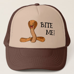 Bite Me Reptile Cobra Cartoon Snake Trucker Hat
