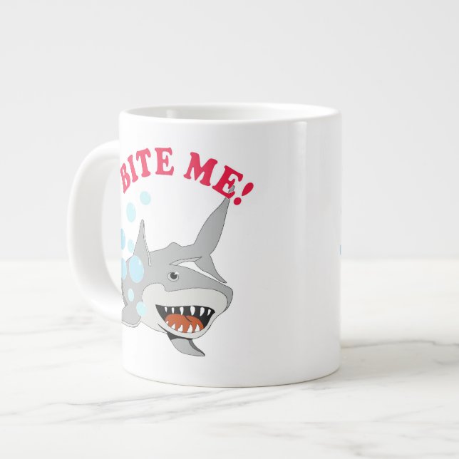 Bite Me Shark on White Large Coffee Mug (Front Left)