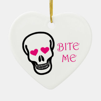 Bite Me (Skull) Ceramic Ornament