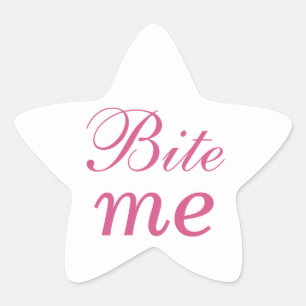 Bite Me Star Sticker - Pink & White