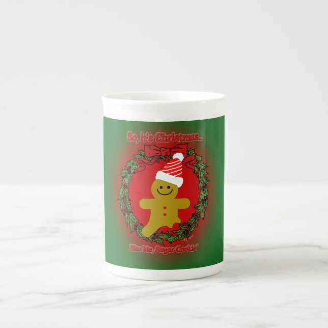 Bite Me, Sugar Cookie Bone China Mug (Front)