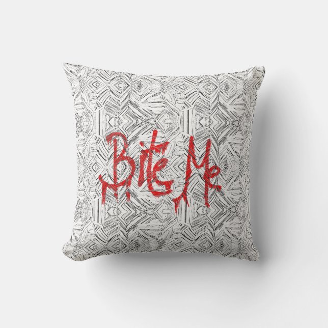 Bite Me Throw Pillow (Front)