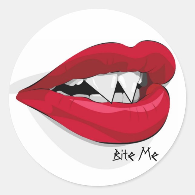 Bite Me Vampira Mouth Classic Round Sticker (Front)