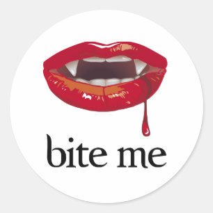 Bite Me Vampire Classic Round Sticker