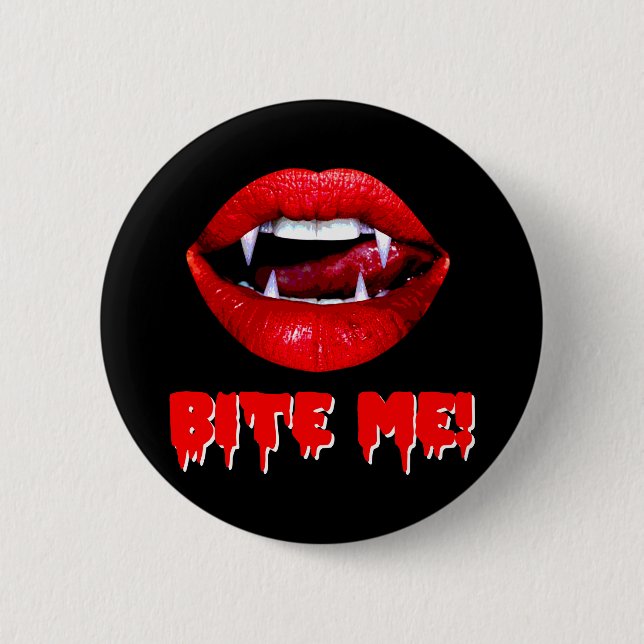 Bite Me Vampire Halloween 2 Inch Round Button (Front)
