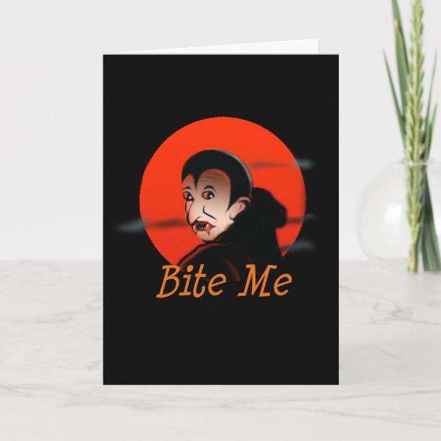 Bite Me Vampire Halloween Card (Front)